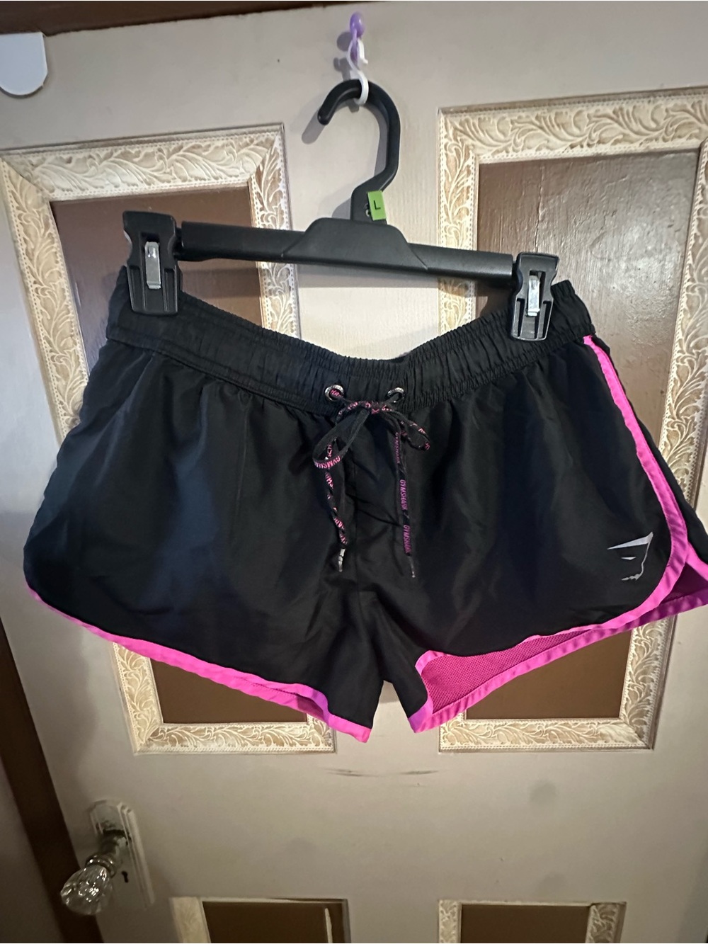 Gymshark Black Athletic Shorts with Pink Trim